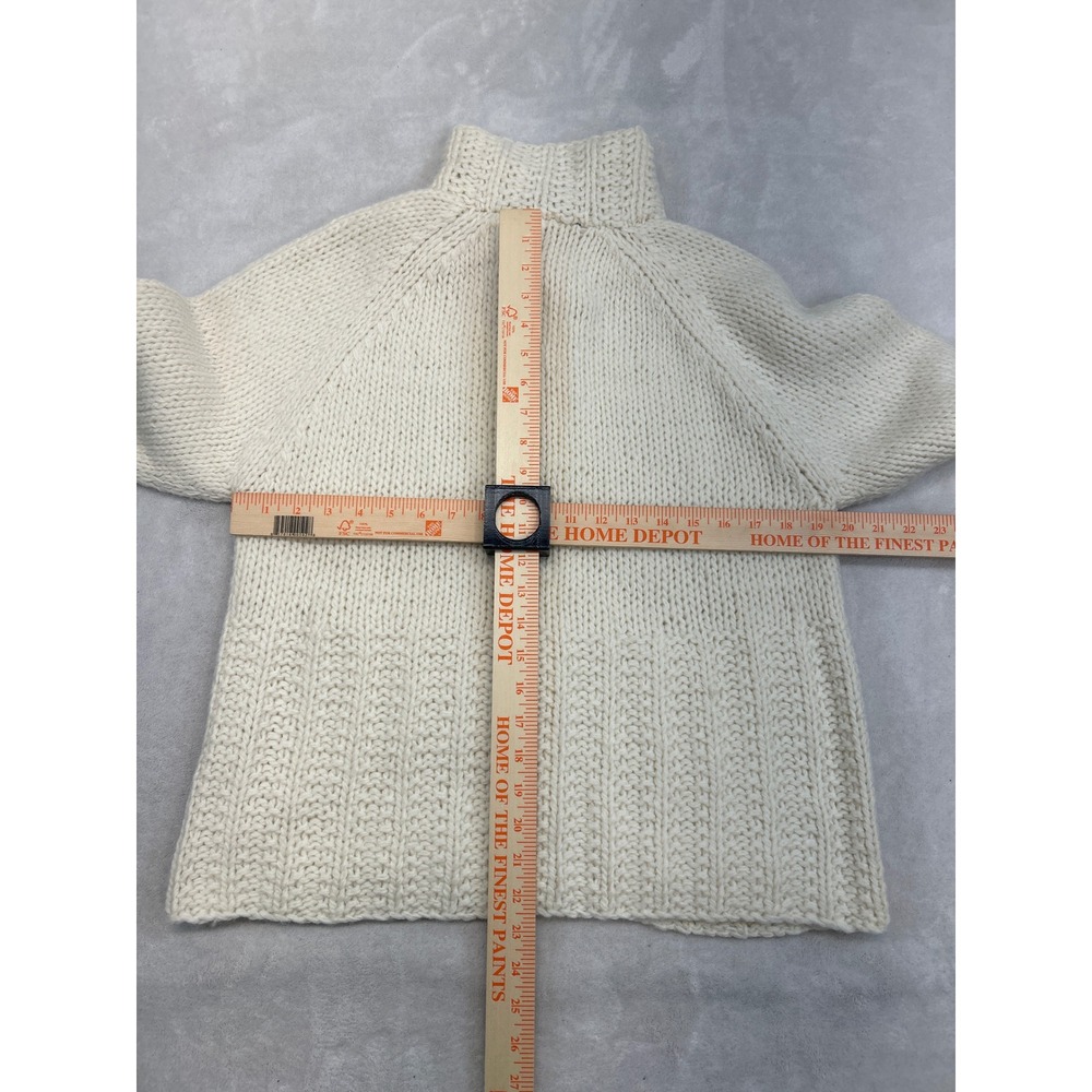 Liz Claiborne Cardigan Women XL Cream Wool Blend Full Zip Mock Neck Chunky Knit - Picture 3 of 5